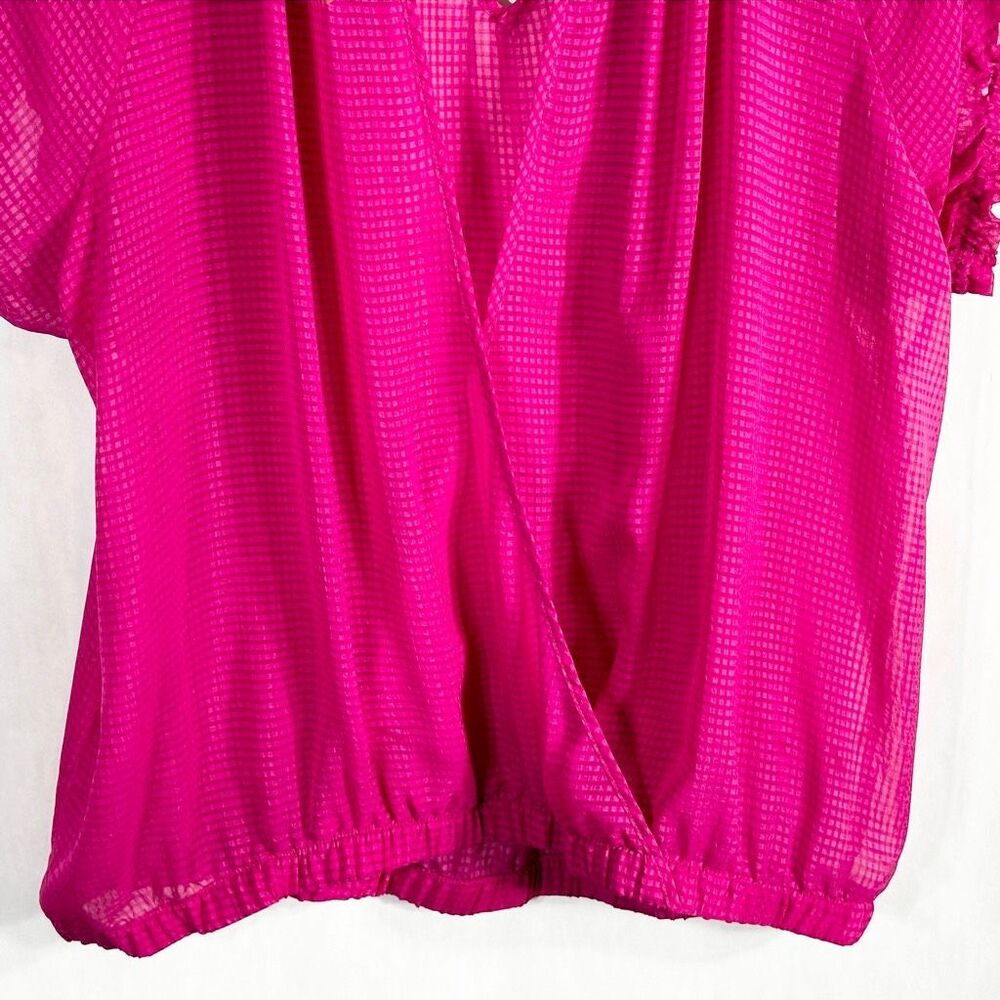 Torrid Plus Size 3X Top Hot Pink Woven Open‎ Back Semi Sheer Elastic NWT 571 - Picture 8 of 10